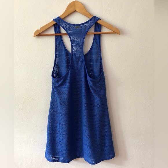 Roxy swimsuit coverup Blue stretchy mesh Long Tank Racerback Summer Swim Small - Picture 5 of 6